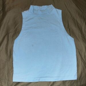 Light Blue Sleeveless Mock Neck Top